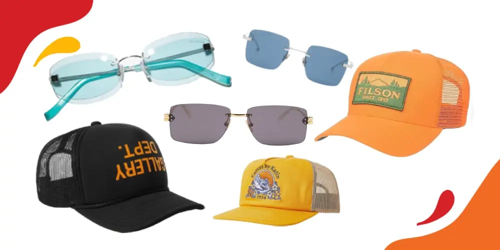 y2k style pria kacamata dan topi